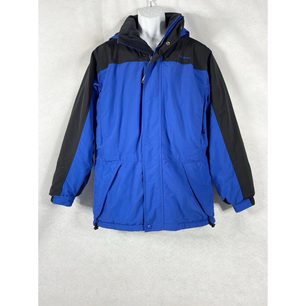 Vintage L.L. Bean Jacket Men's Small Blue Black Thinsulate LiteLoft Hooded 90's